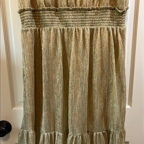Draper James RSVP Gold Glitter Ruched Ruffle Sleeveless Mini Dress - Size XXL - Picture 14 of 15